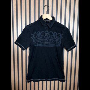 England Dreaming Polo Shirt Small Mens Black Short Sleeve Crown Art